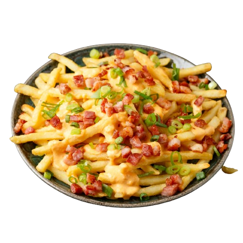 Loaded fries topped with cheese and sauce at KS Grillz Birmingham